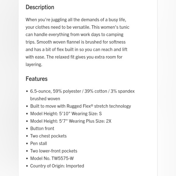 Carhartt Rugged FlexFlannel red/black BuffaloCheck button down Tunic/Top XSmall - Picture 12 of 13